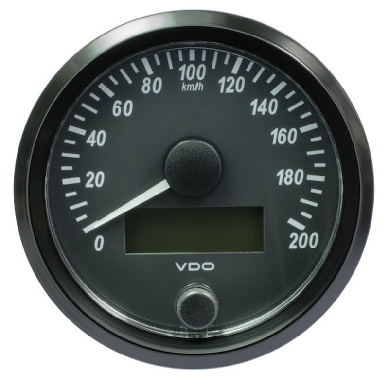 VDO SingleViu Speedometer 200 Kmh Black 80mm gauge